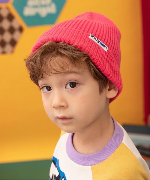 BREEZE（ブリーズ）の「one by more ニットキャップ（ニットキャップ/ビーニー・キッズ・ライム/ピンク/グリーン/オフホワイト/ブルー/ブラック・58/54/50）」の6枚目の写真