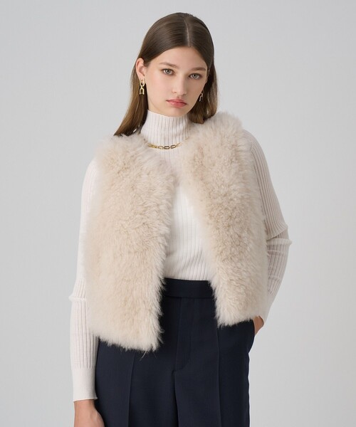 今季完売品【新品】ANAYI カシミヤファーウールリバージレ グレージュ36 カシミヤファーウールリバージレ（その他アウター）｜ANAYI（アナイ