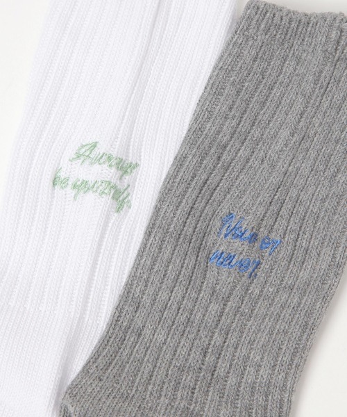 LAKOLE(ラコレ)の「リブ刺繍ロングソックス / 578213(ソックス/靴下・レディース・ブラック/オフホワイト/グレー・FREE)」の8枚目の写真