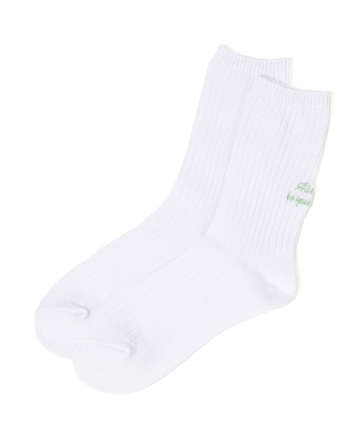 LAKOLE(ラコレ)の「リブ刺繍ロングソックス / 578213(ソックス/靴下・レディース・ブラック/オフホワイト/グレー・FREE)」の11枚目の写真