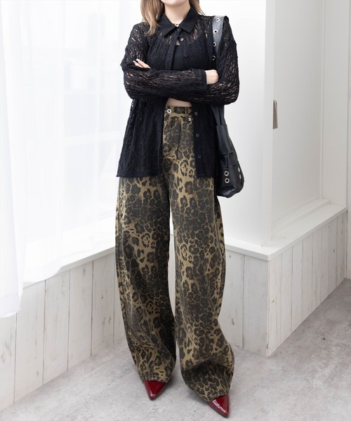 clear（クリア）の「【低身長用サイズ有】ヒョウ柄カーブパンツ[着回し抜群 大人 カジュアル]≪AW新作≫（その他パンツ・レディース・ベージュ・M/XS/S）」の4枚目の写真