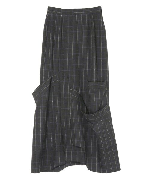 UN3D.（アンスリード）の「LINE CHECK INSERT DESIGN SK / ラインチェックインサートデザインスカート（スカート・レディース・キャメル/グレー・36/38）」の2枚目の写真