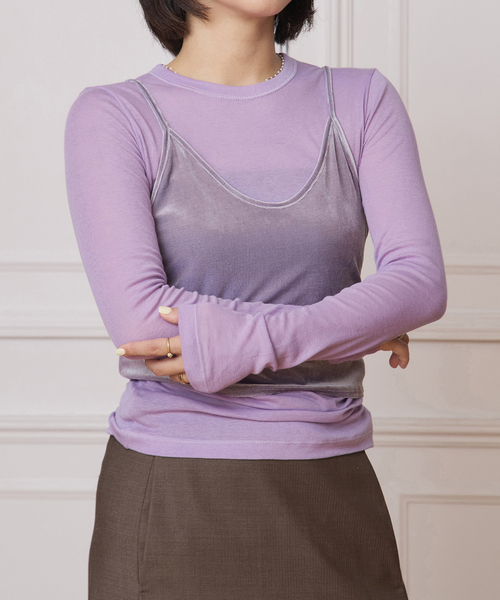 IENA LA BOUCLE（イエナラブークル）の「IENA LA BOUCLE シアーフライスプルオーバー（Tシャツ/カットソー・レディース・ブラック/ホワイト/パープル・FREE）」の12枚目の写真