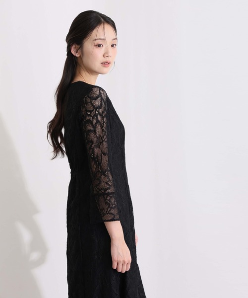 PourVous(プールヴー)の「ロング&七分袖 フォーマル ベルスリーブ フレア クルーネック総レース シアー大きいサイズ 結婚式 二次会 パーティー ドレス オケージョンドレス 同窓会 成人式 お呼ばれ 謝恩会 20代 30代(ドレス・レディース・ネイビー/チャコール/ブラック・XXL/XL/L/M)」の13枚目の写真