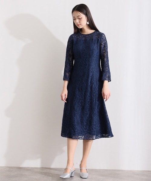 PourVous(プールヴー)の「ロング&七分袖 フォーマル ベルスリーブ フレア クルーネック総レース シアー大きいサイズ 結婚式 二次会 パーティー ドレス オケージョンドレス 同窓会 成人式 お呼ばれ 謝恩会 20代 30代(ドレス・レディース・ネイビー/チャコール/ブラック・XXL/XL/L/M)」の16枚目の写真