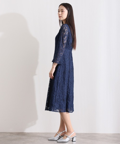 PourVous(プールヴー)の「ロング&七分袖 フォーマル ベルスリーブ フレア クルーネック総レース シアー大きいサイズ 結婚式 二次会 パーティー ドレス オケージョンドレス 同窓会 成人式 お呼ばれ 謝恩会 20代 30代(ドレス・レディース・ネイビー/チャコール/ブラック・XXL/XL/L/M)」の17枚目の写真