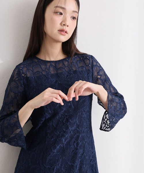 PourVous(プールヴー)の「ロング&七分袖 フォーマル ベルスリーブ フレア クルーネック総レース シアー大きいサイズ 結婚式 二次会 パーティー ドレス オケージョンドレス 同窓会 成人式 お呼ばれ 謝恩会 20代 30代(ドレス・レディース・ネイビー/チャコール/ブラック・XXL/XL/L/M)」の19枚目の写真