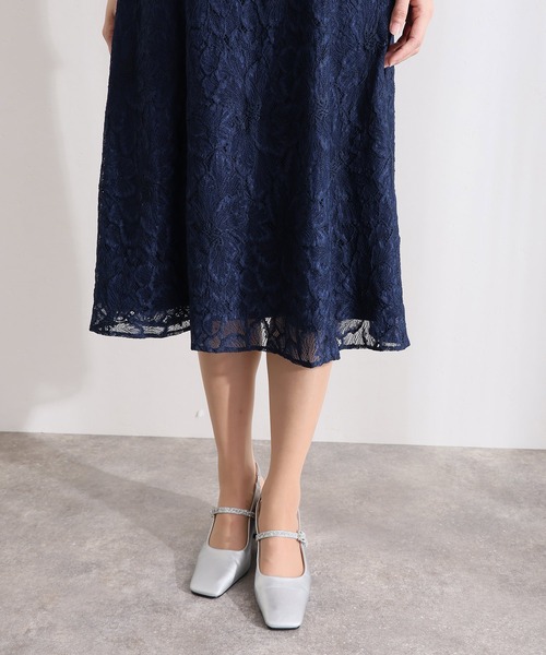 PourVous(プールヴー)の「ロング&七分袖 フォーマル ベルスリーブ フレア クルーネック総レース シアー大きいサイズ 結婚式 二次会 パーティー ドレス オケージョンドレス 同窓会 成人式 お呼ばれ 謝恩会 20代 30代(ドレス・レディース・ネイビー/チャコール/ブラック・XXL/XL/L/M)」の9枚目の写真