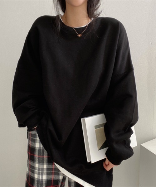 SHEPP(シープ)の「フェイクレイヤードルーズシルエットロンT(Tシャツ/カットソー・レディース・ブラック/ブルー/グレー/イエロー・L/M)」の2枚目の写真