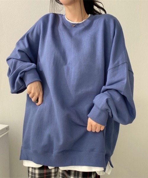 SHEPP(シープ)の「フェイクレイヤードルーズシルエットロンT(Tシャツ/カットソー・レディース・ブラック/ブルー/グレー/イエロー・L/M)」の9枚目の写真