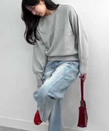 UNDOVE（アンドゥーブ）の「UNDOVE　スエットライクラメニットプルオーバー　【ニットスエット/スエット/ラメ/指穴付/UV/アンチピリング/抗ピル/毛玉になりにくい/ウォッシャブ/洗濯機OK/】（ニット/セーター）」