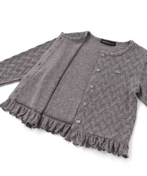 BeBe Petits Pois Vert（ベベプチポワヴェール）の「ヘリンボーンラメニットカーディガン（カーディガン/ボレロ・キッズ・グレー/オフホワイト・100cm/110cm/130cm/120cm/140cm/150cm）」の6枚目の写真