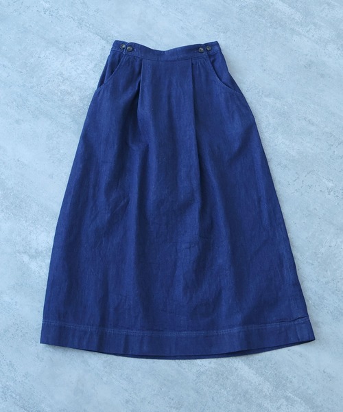 bulle de savon（ビュルデサボン）の「△8oz ムラ糸デニム スカート（スカート・レディース・ネイビー・FREE）」の6枚目の写真