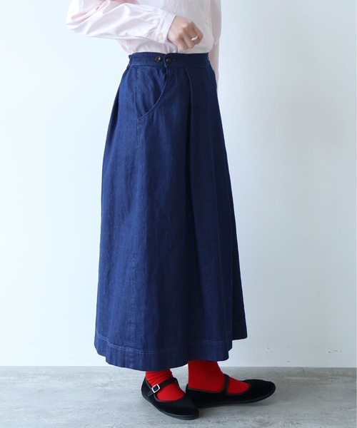 bulle de savon（ビュルデサボン）の「△8oz ムラ糸デニム スカート（スカート・レディース・ネイビー・FREE）」の8枚目の写真