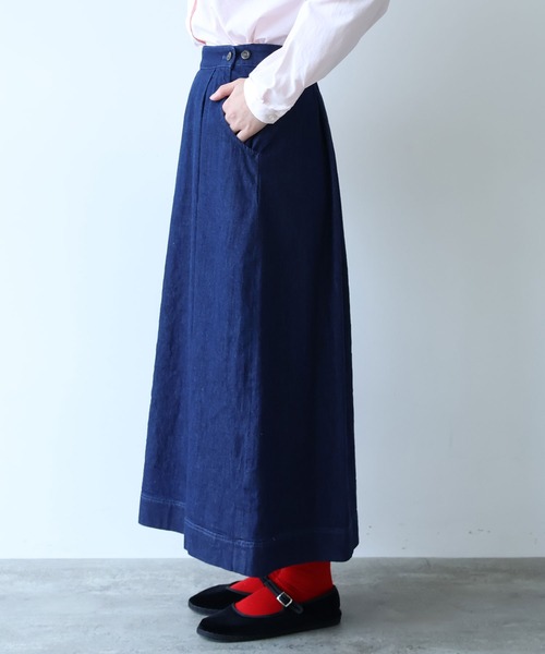 bulle de savon（ビュルデサボン）の「△8oz ムラ糸デニム スカート（スカート・レディース・ネイビー・FREE）」の18枚目の写真