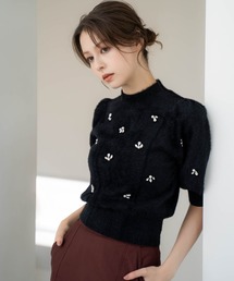 【販路限定カラーあり】シャギービジューニット
