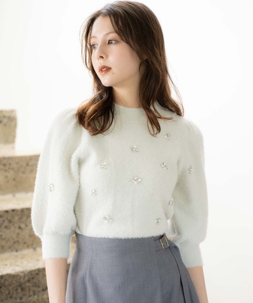 NOELA（ノエラ）の「【販路限定カラーあり】シャギービジューニット（ニット/セーター・レディース・ブラック/オフホワイト/チャコールグレー/ライトグレー・フリー）」の14枚目の写真