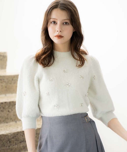 NOELA（ノエラ）の「【販路限定カラーあり】シャギービジューニット（ニット/セーター・レディース・ブラック/オフホワイト/チャコールグレー/ライトグレー・フリー）」の15枚目の写真