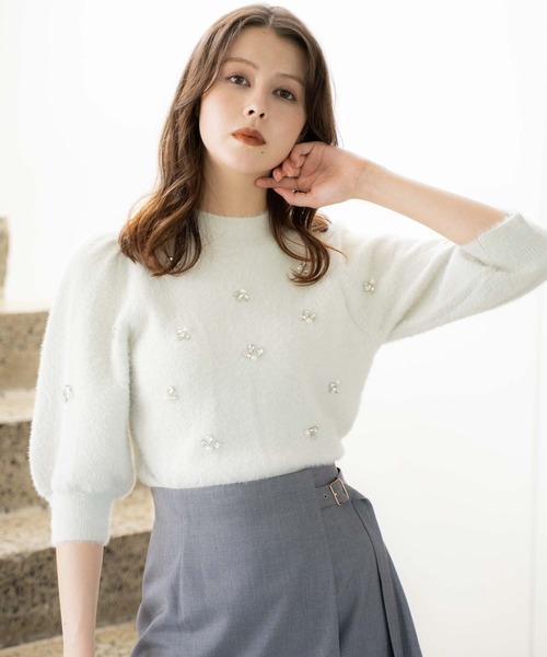 NOELA（ノエラ）の「【販路限定カラーあり】シャギービジューニット（ニット/セーター・レディース・ブラック/オフホワイト/チャコールグレー/ライトグレー・フリー）」の16枚目の写真