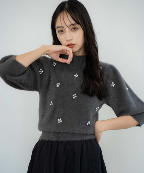 NOELA（ノエラ）の「【販路限定カラーあり】シャギービジューニット（ニット/セーター・レディース・ブラック/オフホワイト/チャコールグレー/ライトグレー・フリー）」の19枚目の写真