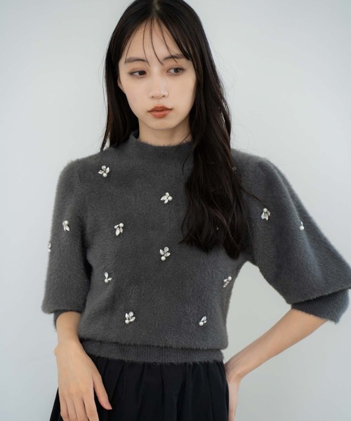 NOELA（ノエラ）の「【販路限定カラーあり】シャギービジューニット（ニット/セーター・レディース・ブラック/オフホワイト/チャコールグレー/ライトグレー・フリー）」の21枚目の写真