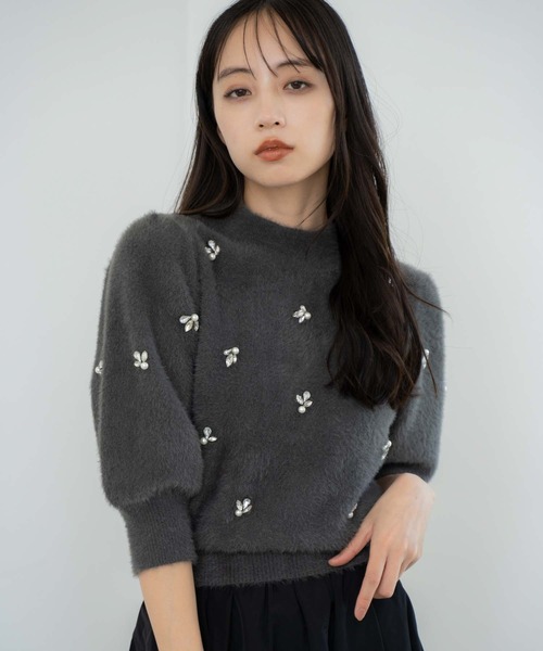 NOELA（ノエラ）の「【販路限定カラーあり】シャギービジューニット（ニット/セーター・レディース・ブラック/オフホワイト/チャコールグレー/ライトグレー・フリー）」の22枚目の写真