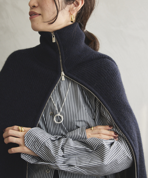 VERMEIL par iena(ヴェルメイユパーイエナ)の「woolyakmix knit ZIPカーディガン(カーディガン/ボレロ・レディース・ブラウン/ネイビー・FREE)」の13枚目の写真
