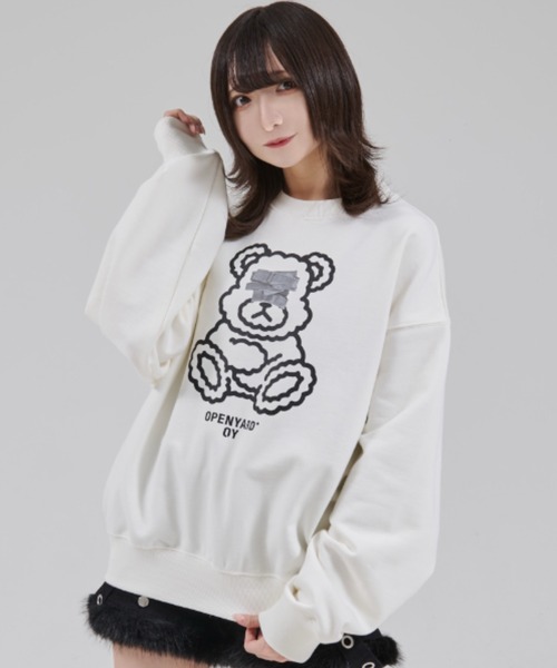 OY(オーワイ)の「『OY/オーワイ』TAPE DOLLY CREWNECK/テープオードリー クルーネック(スウェット・レディース・ホワイト/ブラック・L/M)」の2枚目の写真