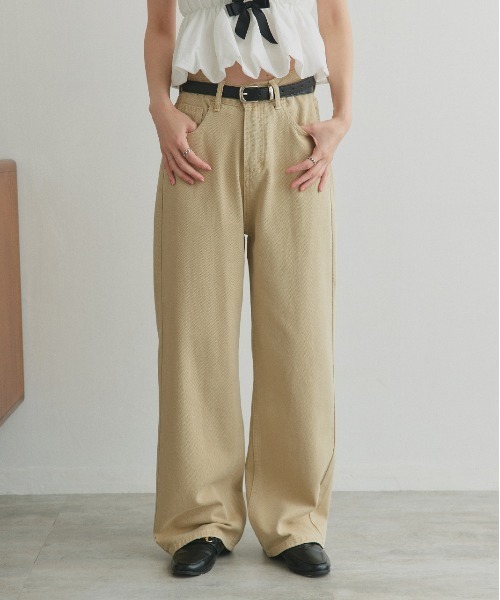 ad thie(アドティエ)の「ツイル ストレートパンツ(チノパンツ・レディース・ベージュ/ダークブラウン・MEDIUM/LARGE)」の16枚目の写真