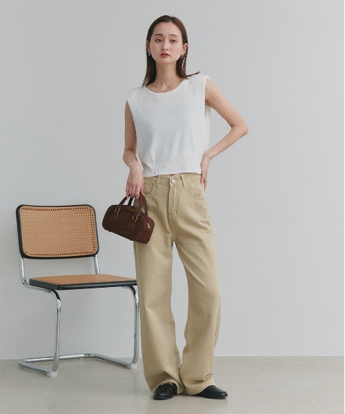 ad thie(アドティエ)の「ツイル ストレートパンツ(チノパンツ・レディース・ベージュ/ダークブラウン・MEDIUM/LARGE)」の9枚目の写真