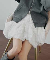 裾バルーンレースミニスカート