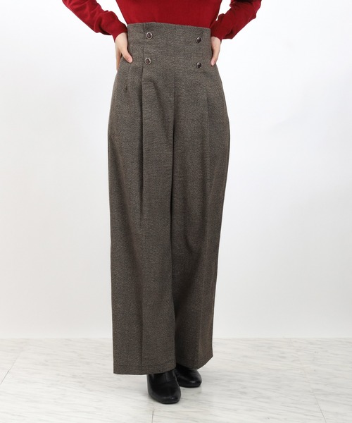 ASTORIA ODIER（アストリアオディール）の「クリアボタンチェックワイドパンツ（その他パンツ・レディース・ブラウン/ブラック・MEDIUM/SMALL/LARGE）」の15枚目の写真