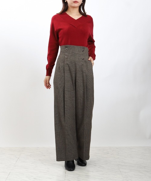 ASTORIA ODIER（アストリアオディール）の「クリアボタンチェックワイドパンツ（その他パンツ・レディース・ブラウン/ブラック・MEDIUM/SMALL/LARGE）」の3枚目の写真