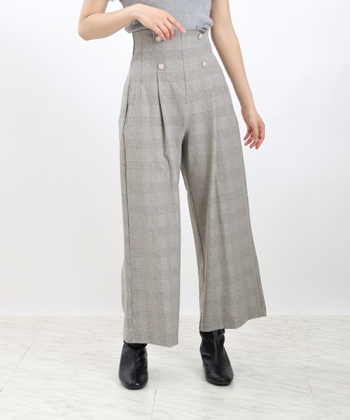 ASTORIA ODIER（アストリアオディール）の「クリアボタンチェックワイドパンツ（その他パンツ・レディース・ブラウン/ブラック・MEDIUM/SMALL/LARGE）」の4枚目の写真