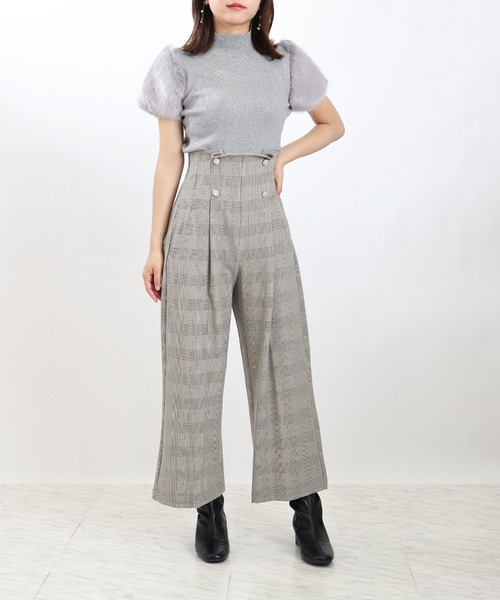 ASTORIA ODIER（アストリアオディール）の「クリアボタンチェックワイドパンツ（その他パンツ・レディース・ブラウン/ブラック・MEDIUM/SMALL/LARGE）」の7枚目の写真