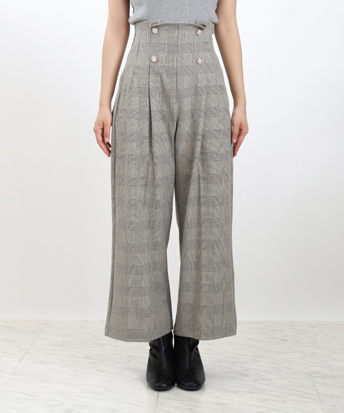 ASTORIA ODIER（アストリアオディール）の「クリアボタンチェックワイドパンツ（その他パンツ・レディース・ブラウン/ブラック・MEDIUM/SMALL/LARGE）」の8枚目の写真