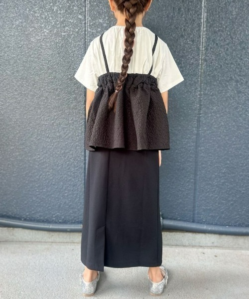 MPS（エムピーエス）の「【MPS】カットジョーゼットＩラインスカート（親子でお揃い）ウエストゴム / ストレッチ（スカート・キッズ・イエロー/ダークグレー/ブラック/ライトベージュ・120/130/140/110）」の13枚目の写真