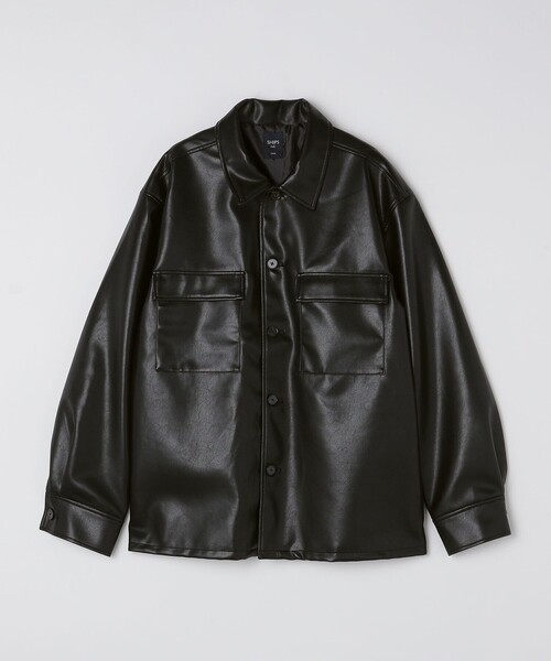 SHIPS Colors(シップス カラーズ)の「SHIPS Colors:合成皮革 CPO シャツジャケット◇(ブルゾン・メンズ・ブラック・MEDIUM/LARGE/X-LARGE)」の2枚目の写真