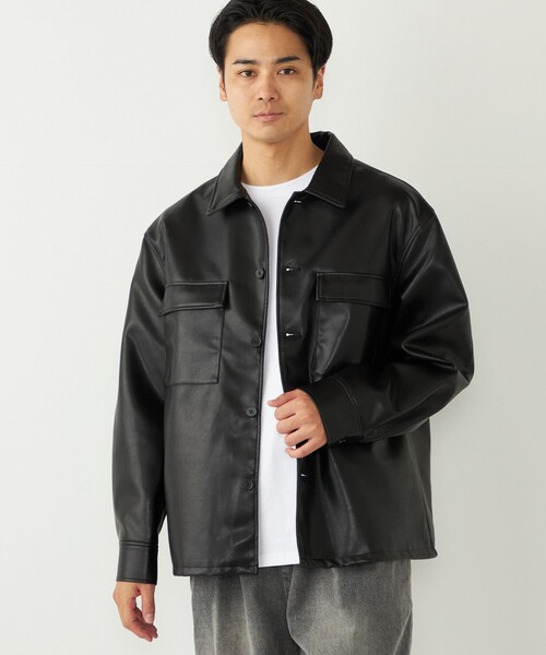 SHIPS Colors(シップス カラーズ)の「SHIPS Colors:合成皮革 CPO シャツジャケット◇(ブルゾン・メンズ・ブラック・MEDIUM/LARGE/X-LARGE)」の17枚目の写真