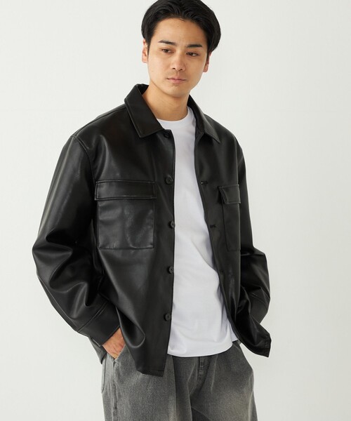 SHIPS Colors(シップス カラーズ)の「SHIPS Colors:合成皮革 CPO シャツジャケット◇(ブルゾン・メンズ・ブラック・MEDIUM/LARGE/X-LARGE)」の18枚目の写真