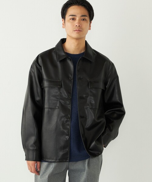 SHIPS Colors(シップス カラーズ)の「SHIPS Colors:合成皮革 CPO シャツジャケット◇(ブルゾン・メンズ・ブラック・MEDIUM/LARGE/X-LARGE)」の22枚目の写真