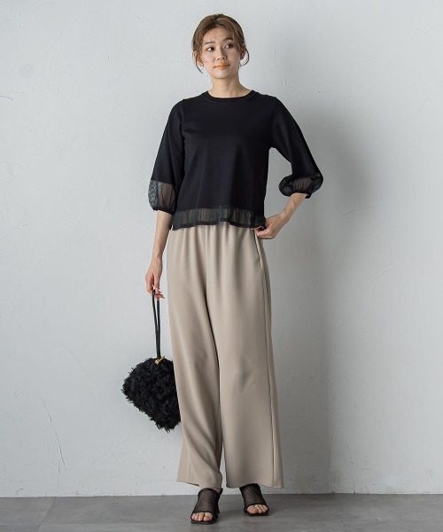 Droite lautreamont（ドロワットロートレアモン）の「シアー切替えニット≪手洗い可能≫（ニット/セーター・レディース・ブラック/イエロー/ブラウン/オフホワイト・M）」の9枚目の写真