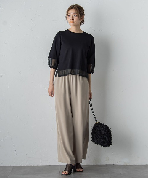 Droite lautreamont（ドロワットロートレアモン）の「シアー切替えニット≪手洗い可能≫（ニット/セーター・レディース・ブラック/イエロー/ブラウン/オフホワイト・M）」の10枚目の写真