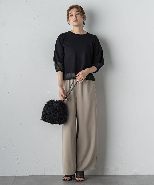 Droite lautreamont（ドロワットロートレアモン）の「シアー切替えニット≪手洗い可能≫（ニット/セーター・レディース・ブラック/イエロー/ブラウン/オフホワイト・M）」の11枚目の写真