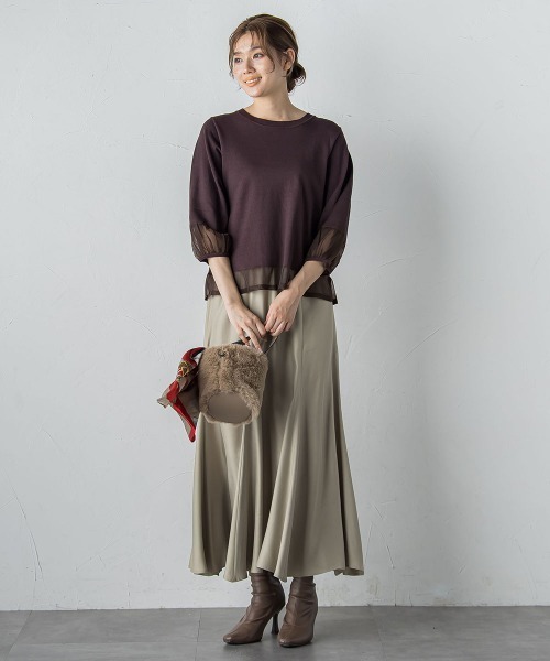 Droite lautreamont（ドロワットロートレアモン）の「シアー切替えニット≪手洗い可能≫（ニット/セーター・レディース・ブラック/イエロー/ブラウン/オフホワイト・M）」の16枚目の写真