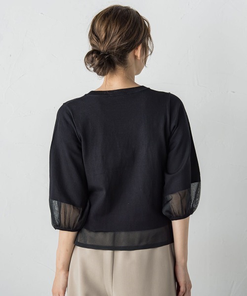 Droite lautreamont（ドロワットロートレアモン）の「シアー切替えニット≪手洗い可能≫（ニット/セーター・レディース・ブラック/イエロー/ブラウン/オフホワイト・M）」の8枚目の写真