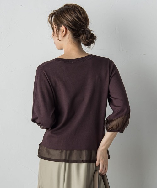 Droite lautreamont（ドロワットロートレアモン）の「シアー切替えニット≪手洗い可能≫（ニット/セーター・レディース・ブラック/イエロー/ブラウン/オフホワイト・M）」の15枚目の写真