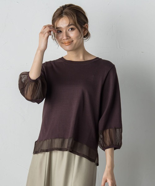 Droite lautreamont（ドロワットロートレアモン）の「シアー切替えニット≪手洗い可能≫（ニット/セーター・レディース・ブラック/イエロー/ブラウン/オフホワイト・M）」の14枚目の写真