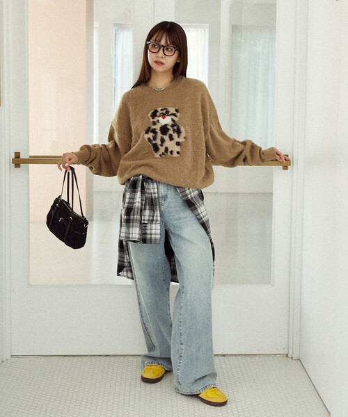 PUBLUX（パブリュクス）の「PUBLUX/パブリュクス mojojojo シャギー アート ニット　限定展開（ニット/セーター・レディース・ブラウン系その他/ネイビー/ダークグレー/キャメル/グレー・ﾌﾘ-）」の10枚目の写真