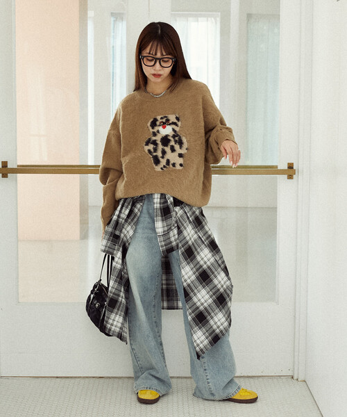 PUBLUX（パブリュクス）の「PUBLUX/パブリュクス mojojojo シャギー アート ニット　限定展開（ニット/セーター・レディース・ブラウン系その他/ネイビー/ダークグレー/キャメル/グレー・ﾌﾘ-）」の12枚目の写真